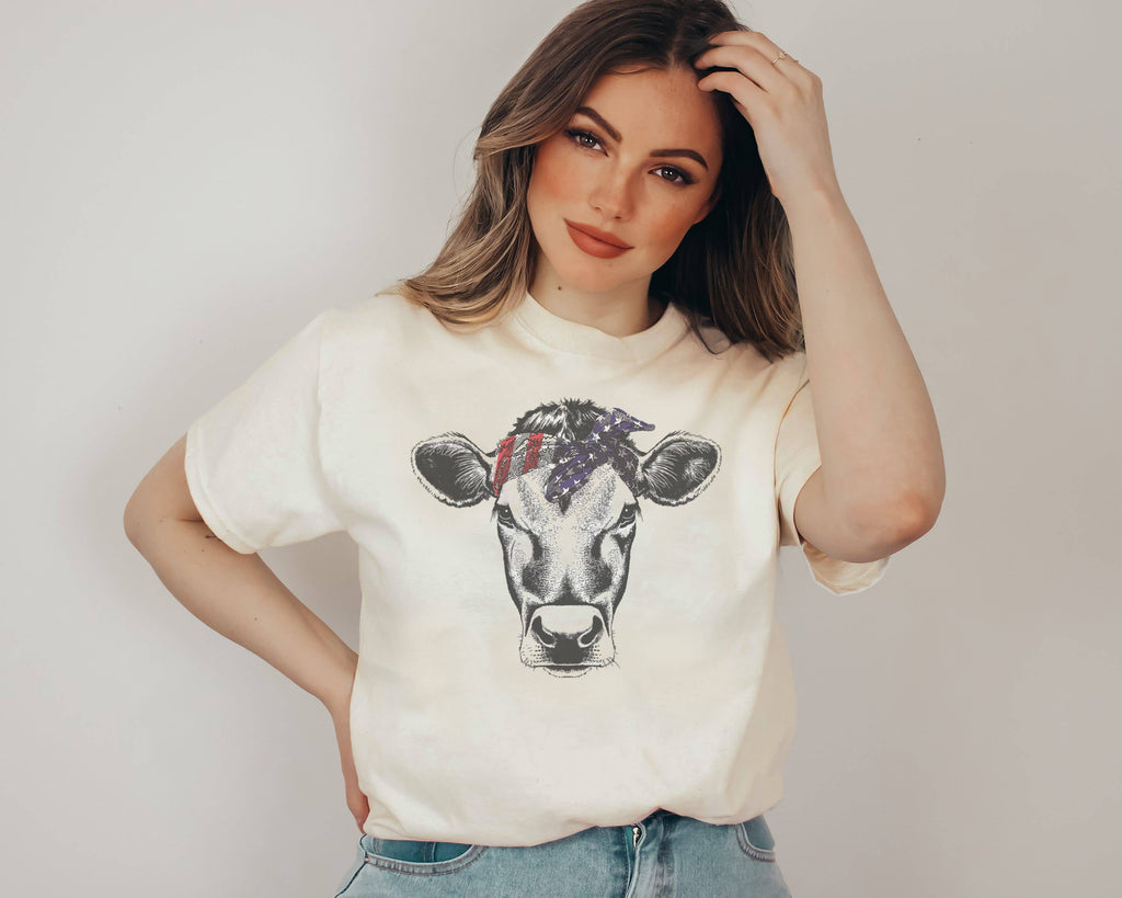American Flag Cow - Adult & Kids T-Shirts, Sweatshirts & Hoodies apparel design preview 1
