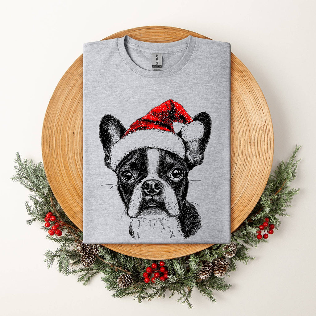 Boston Terrier, Santa, Dog, Christmas, Lover Pet - Adult & Kids T-Shirts, Sweatshirts & Hoodies apparel design preview 1