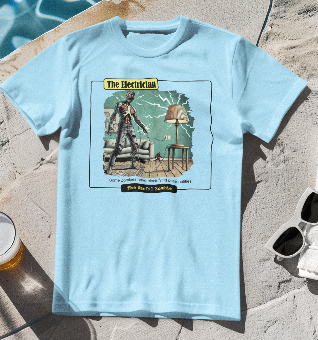 Useful Zombie "Electrician" (Light Blue) - Adult & Kids T-Shirts, Sweatshirts & Hoodies apparel design preview 1
