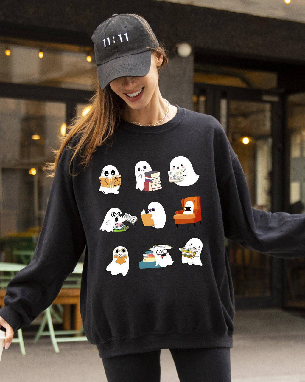 Book Lover Mini Ghosts, Skeleton, Funny Halloween - Adult & Kids T-Shirts, Sweatshirts & Hoodies apparel design preview 1