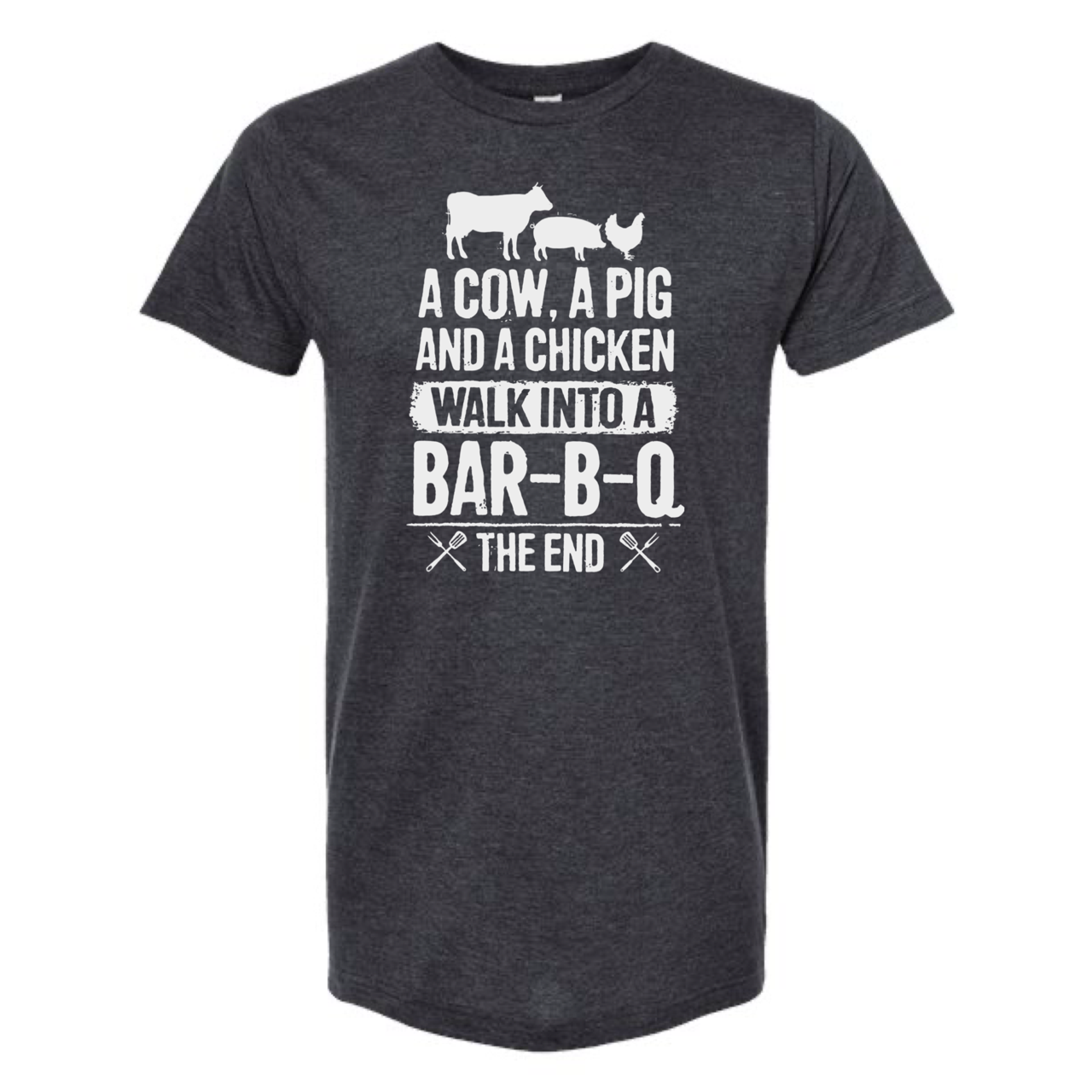 A Cow Pig and Chicken Walk Into Bbq - Adult & Kids T-Shirts, Sweatshirts & Hoodies apparel design preview 1