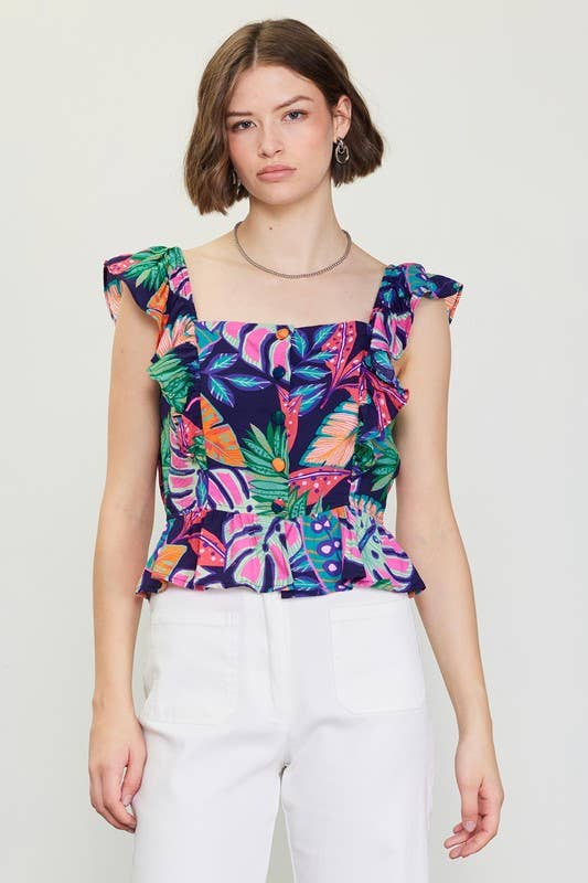 Tropical Ruffle Peplum Top - Adult & Kids T-Shirts, Sweatshirts & Hoodies apparel design preview 1
