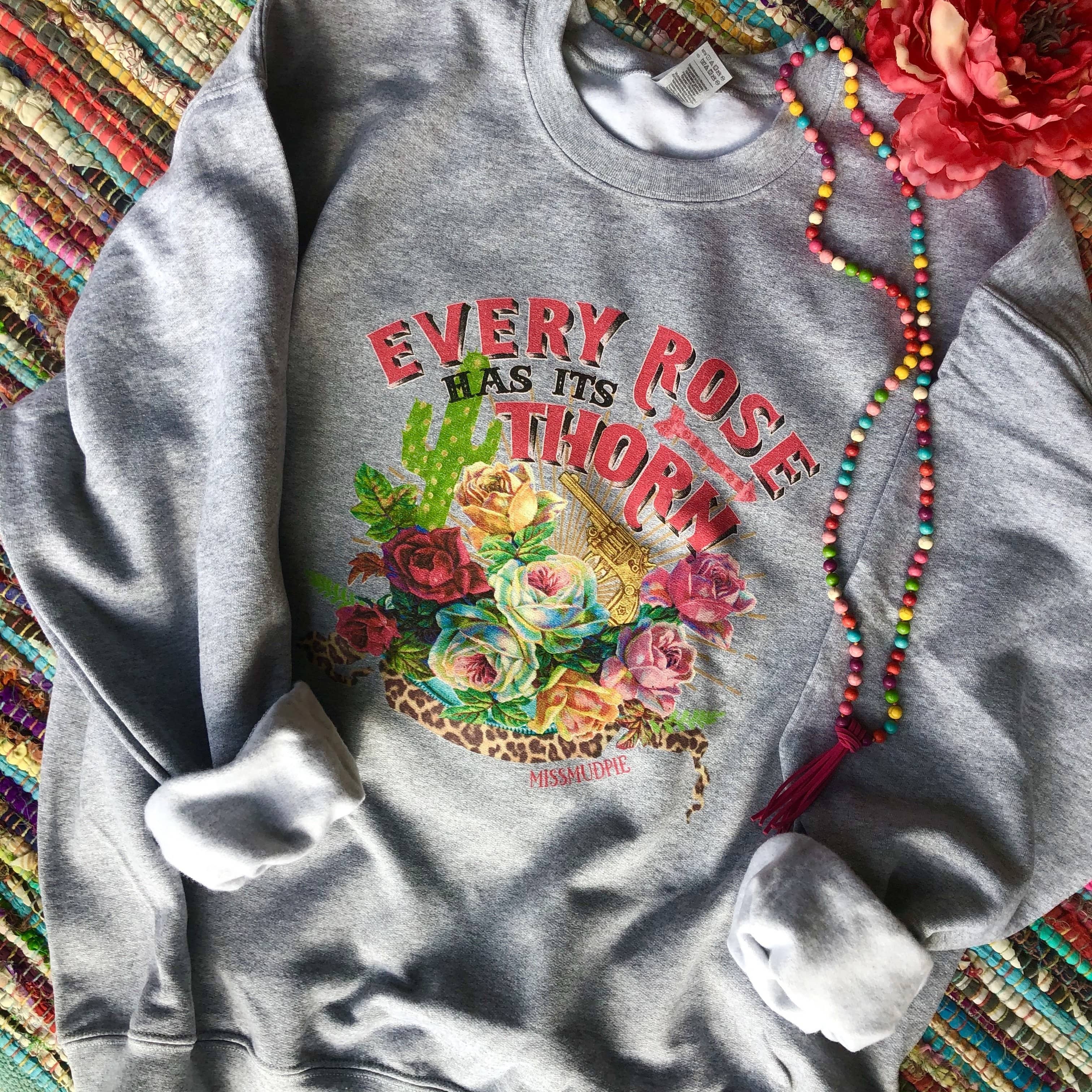 Every Rose Has Its Thorn Heather Gray - Adult & Kids T-Shirts, Sweatshirts & Hoodies apparel design preview 1