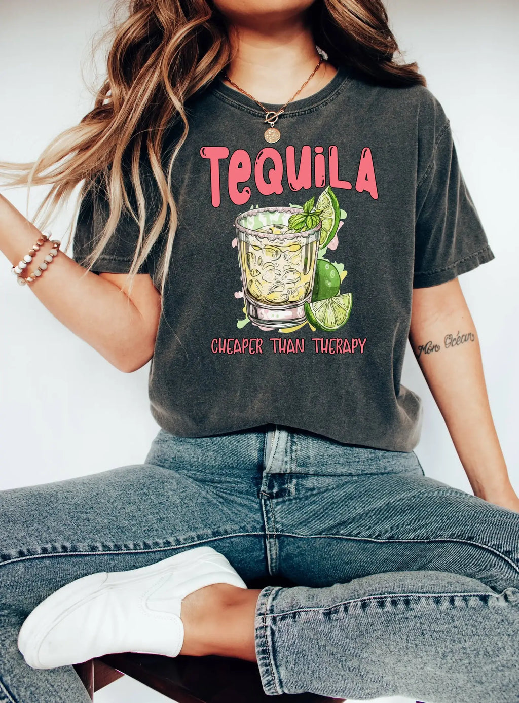 Tequila Cheaper Than Therapy Cinco De Mayo - Adult & Kids T-Shirts, Sweatshirts & Hoodies apparel design preview 1