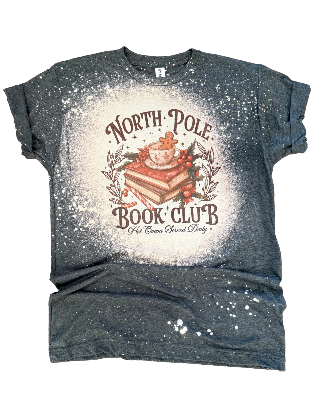 North Pole Book Club Christmas Bleached - Adult & Kids T-Shirts, Sweatshirts & Hoodies apparel design preview 1