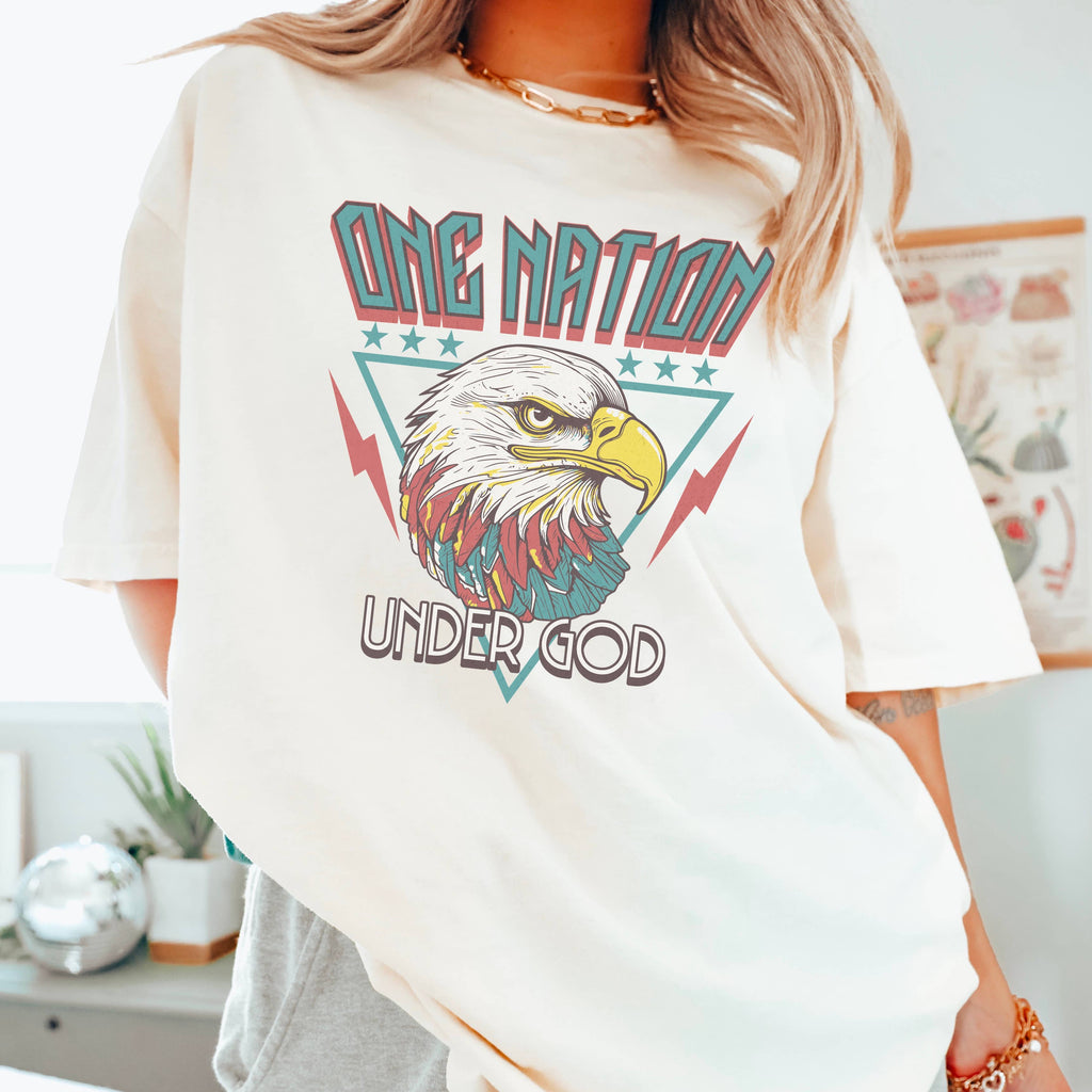 One Nation Under God July 4th Graphic Comfort Color - Adult & Kids T-Shirts, Sweatshirts & Hoodies apparel design preview 1