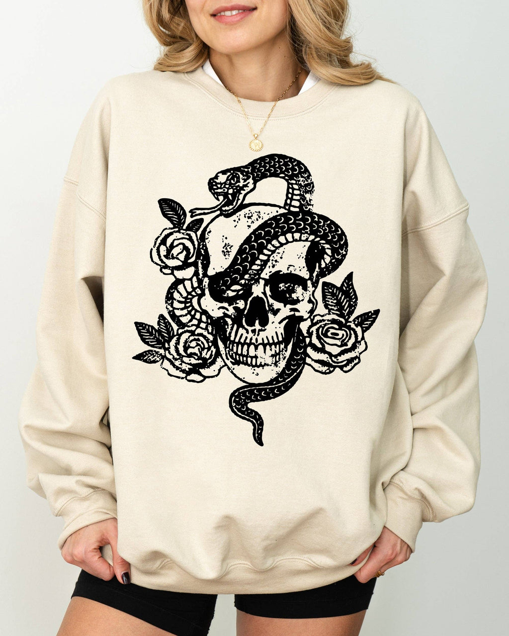 Skull, Roses, Snake, Skeleton, Ghost, Halloween - Adult & Kids T-Shirts, Sweatshirts & Hoodies apparel design preview 1