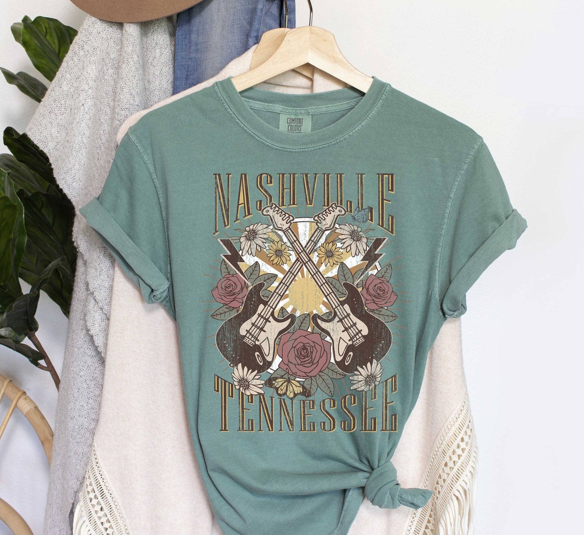 Nashville Tennessee Double Guitar - Adult & Kids T-Shirts, Sweatshirts & Hoodies apparel design preview 1