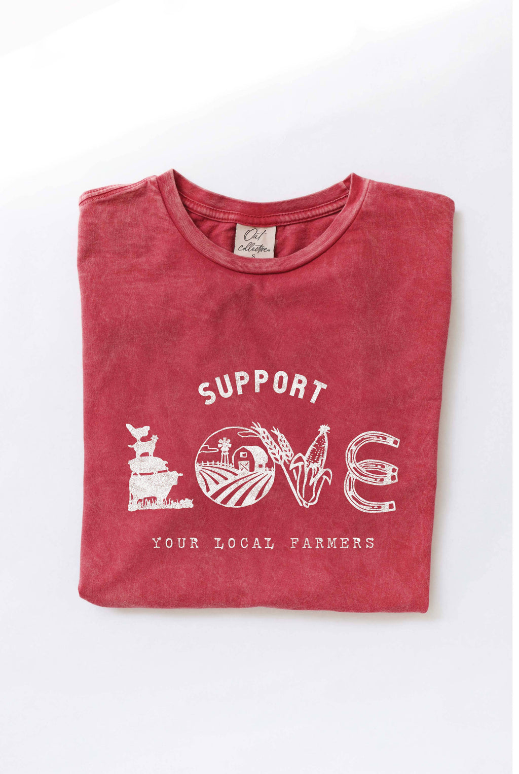Support Love Your Local Farmers Mineral Washed - Adult & Kids T-Shirts, Sweatshirts & Hoodies apparel design preview 1