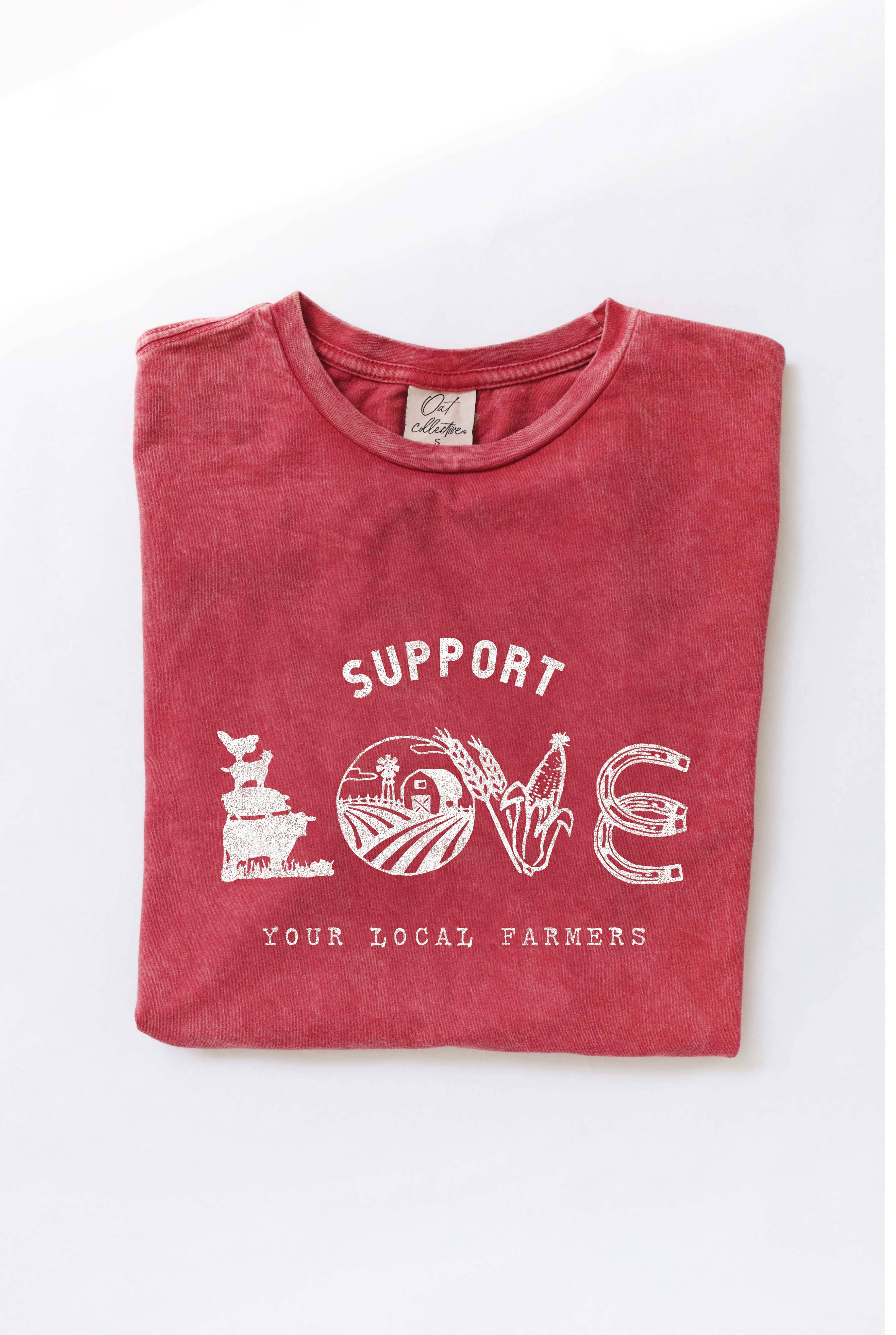 Support Love Your Local Farmers Mineral Washed - Adult & Kids T-Shirts, Sweatshirts & Hoodies apparel design preview 1