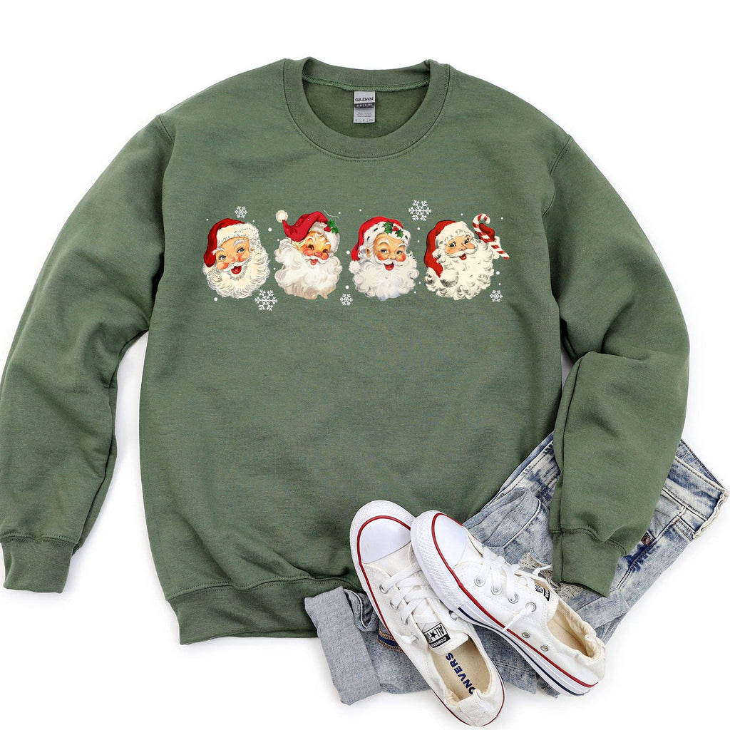 Retro Santas with Snowflakes, Christmas - Adult & Kids T-Shirts, Sweatshirts & Hoodies apparel design preview 1