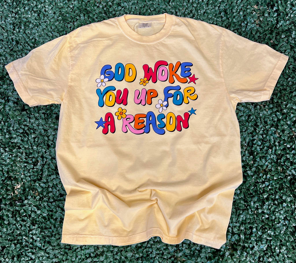 God Woke You Up Flowers On Comfort Colors Butter - Adult & Kids T-Shirts, Sweatshirts & Hoodies apparel design preview 1