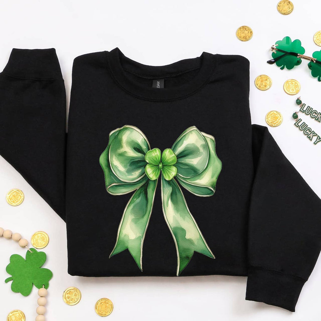 Vintage Four Leaf Clover Bow - Adult & Kids T-Shirts, Sweatshirts & Hoodies apparel design preview 1