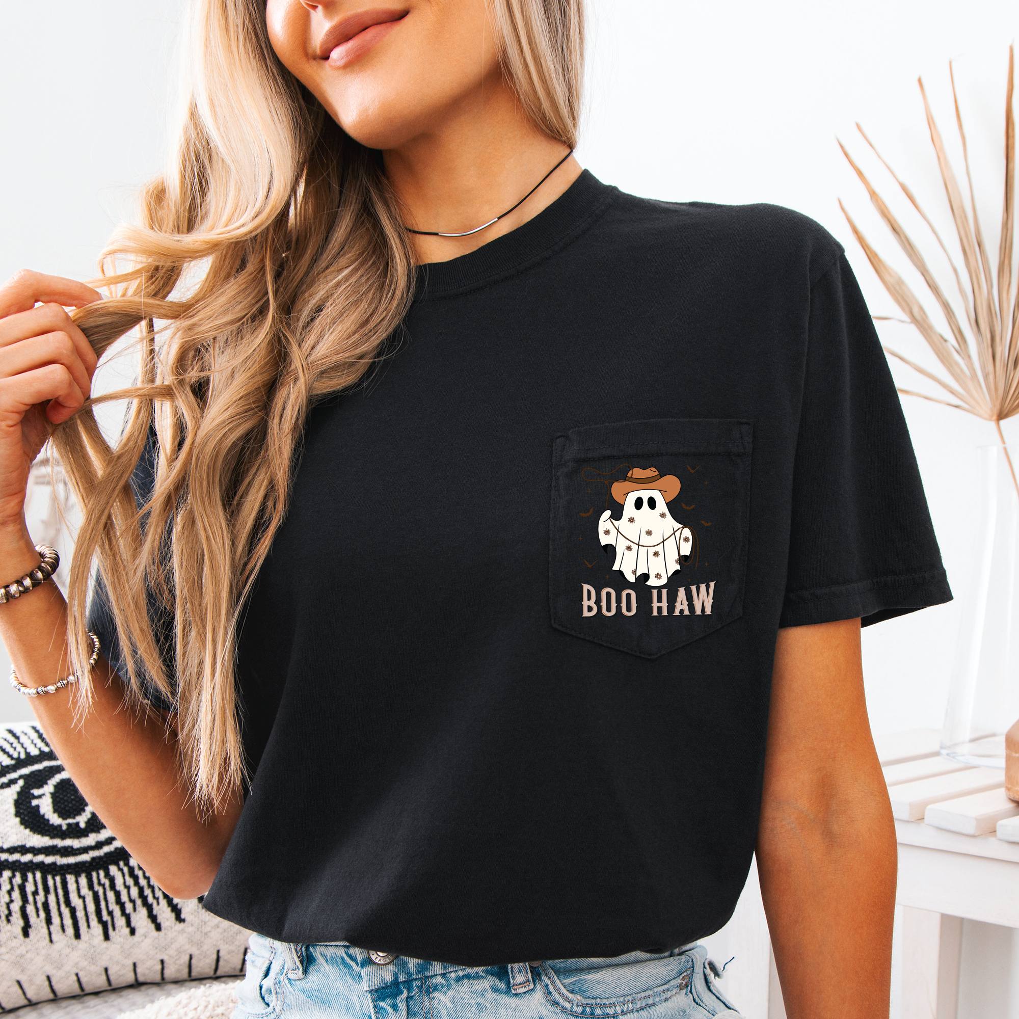 Boo Haw Lasso Cowboy Western Country Halloween Pocket - Adult & Kids T-Shirts, Sweatshirts & Hoodies apparel design preview 1