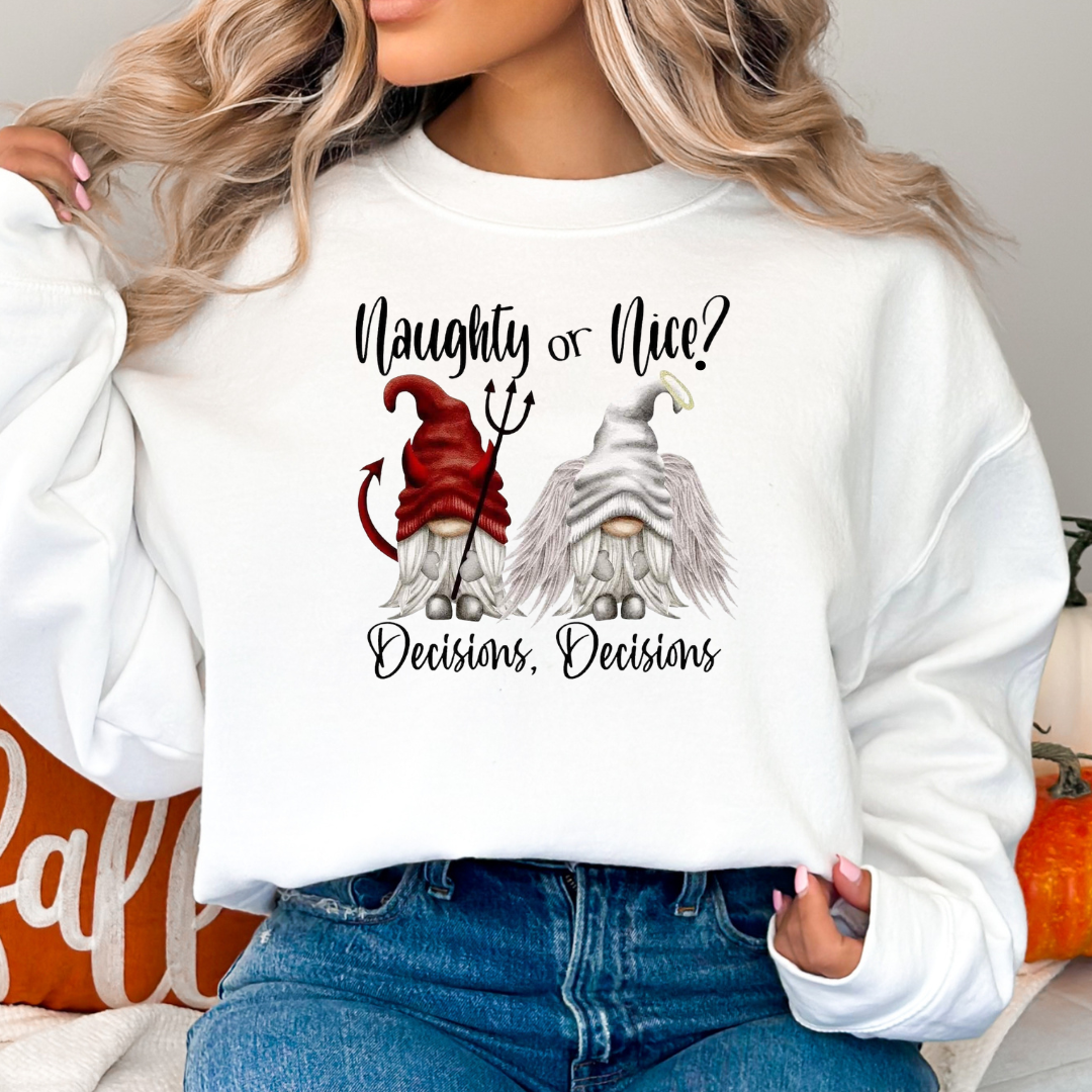 Nice or Naughty Gnome Christmas Holiday - Adult & Kids T-Shirts, Sweatshirts & Hoodies apparel design preview 1