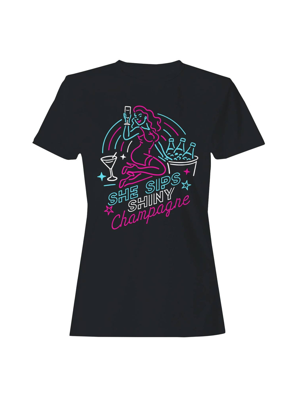 Neon Champagne Celebration Design Women's - Adult & Kids T-Shirts, Sweatshirts & Hoodies apparel design preview 1