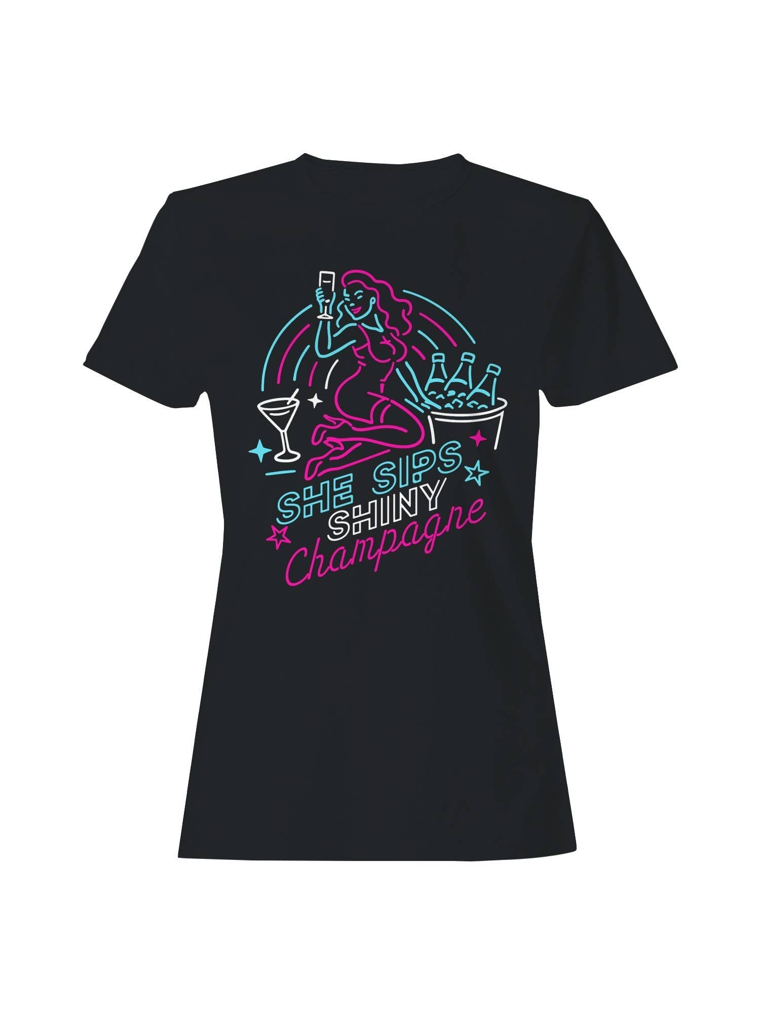 Neon Champagne Celebration Design Women's - Adult & Kids T-Shirts, Sweatshirts & Hoodies apparel design preview 1