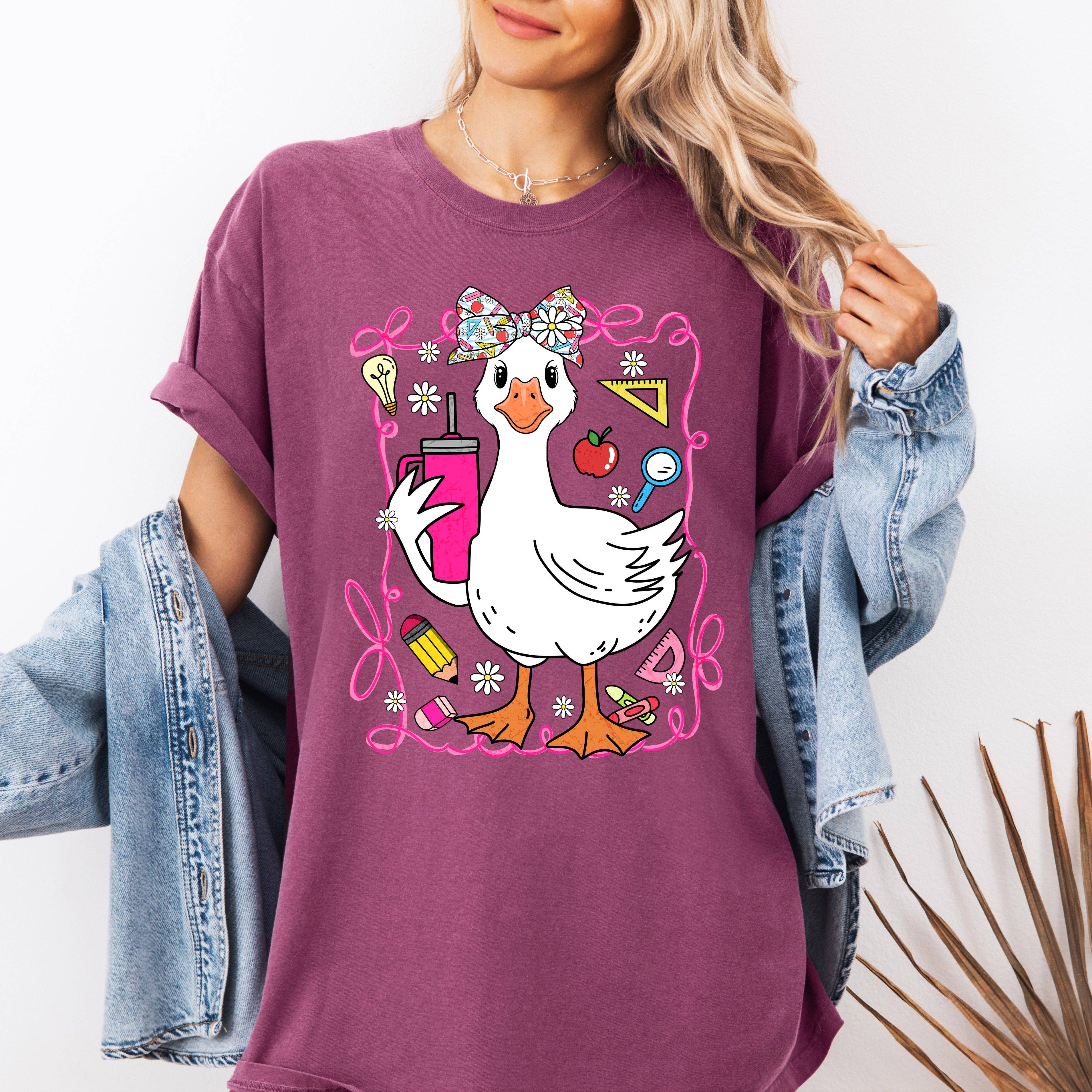 Teacher Goose, Funny, Coffee, First Day of School - Adult & Kids T-Shirts, Sweatshirts & Hoodies apparel design preview 1
