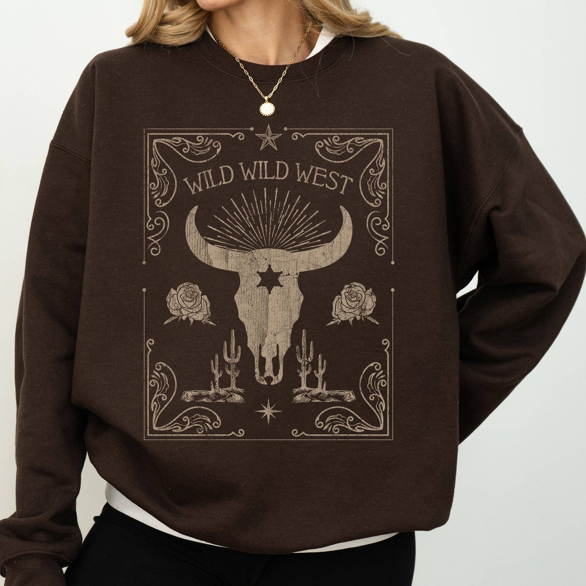 Wild West, Skull, Cattle, Cowboy, Cowgirl, - Adult & Kids T-Shirts, Sweatshirts & Hoodies apparel design preview 1