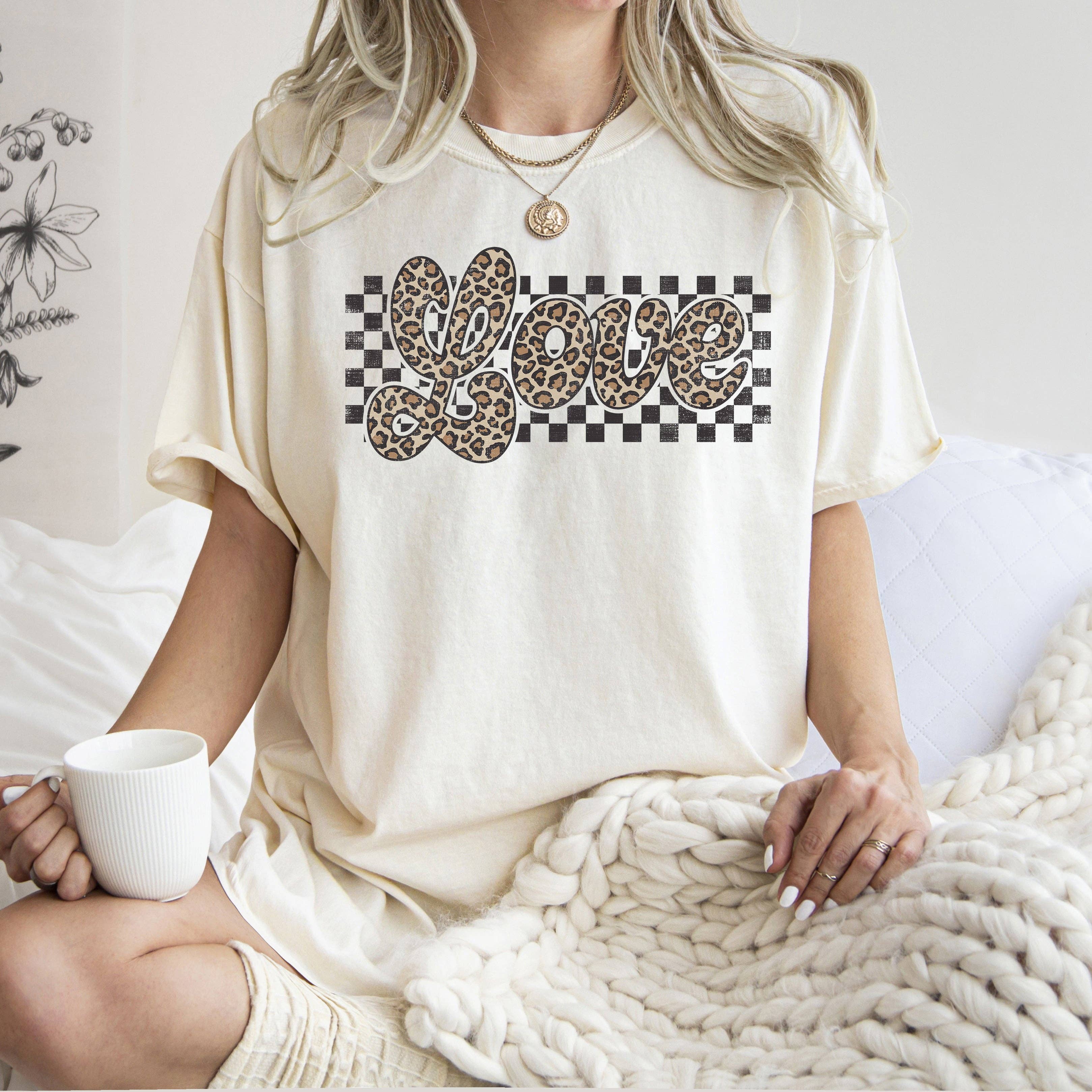 Love Checkered Leopard Print Classic Valentine's Day - Adult & Kids T-Shirts, Sweatshirts & Hoodies apparel design preview 1