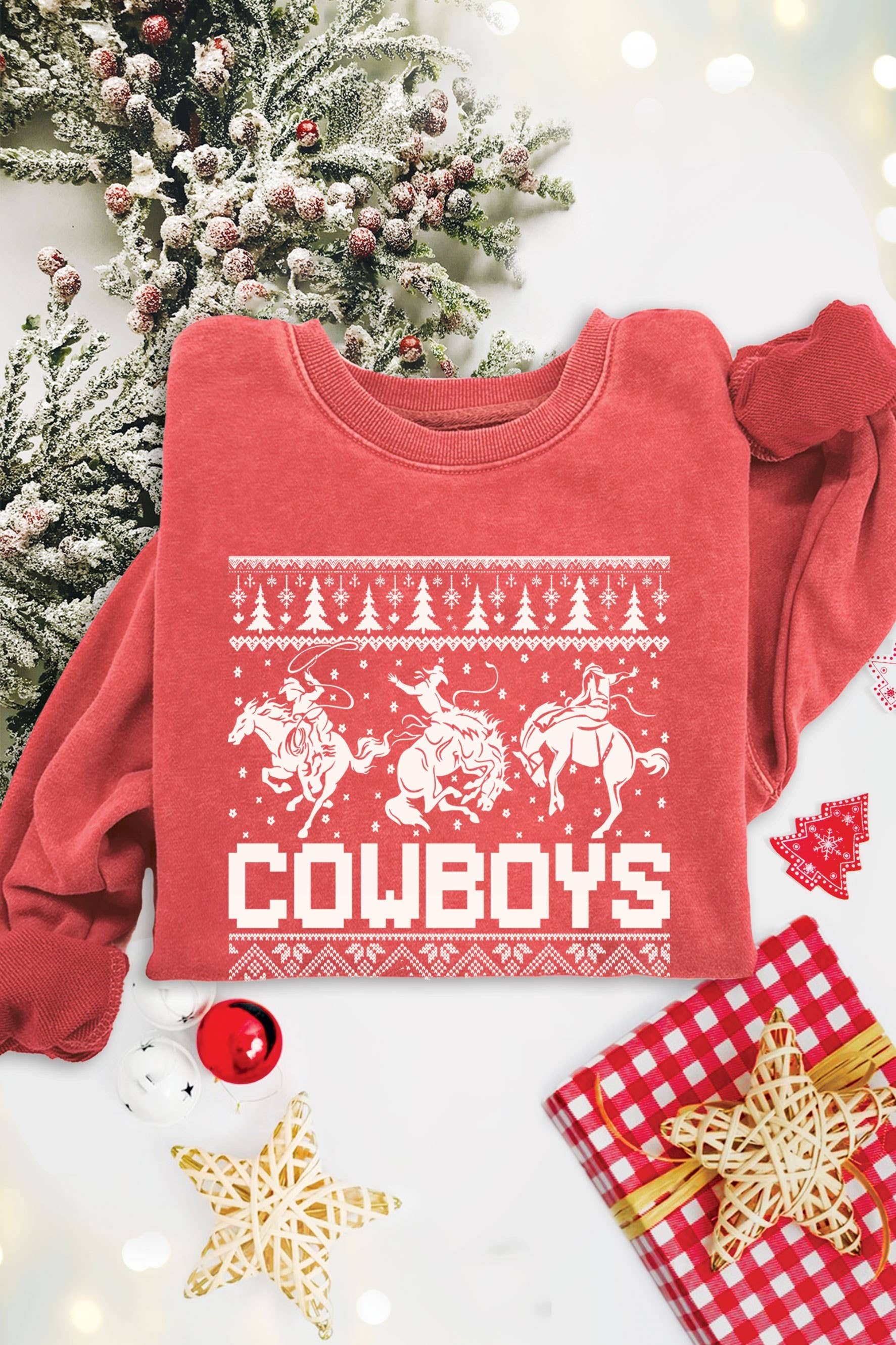 Christmas Cowboys Mineral Graphic Terry - Adult & Kids T-Shirts, Sweatshirts & Hoodies apparel design preview 1