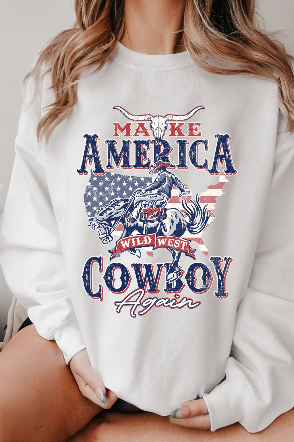 Make America Cowboy Again Graphic Brushed - Adult & Kids T-Shirts, Sweatshirts & Hoodies apparel design preview 1
