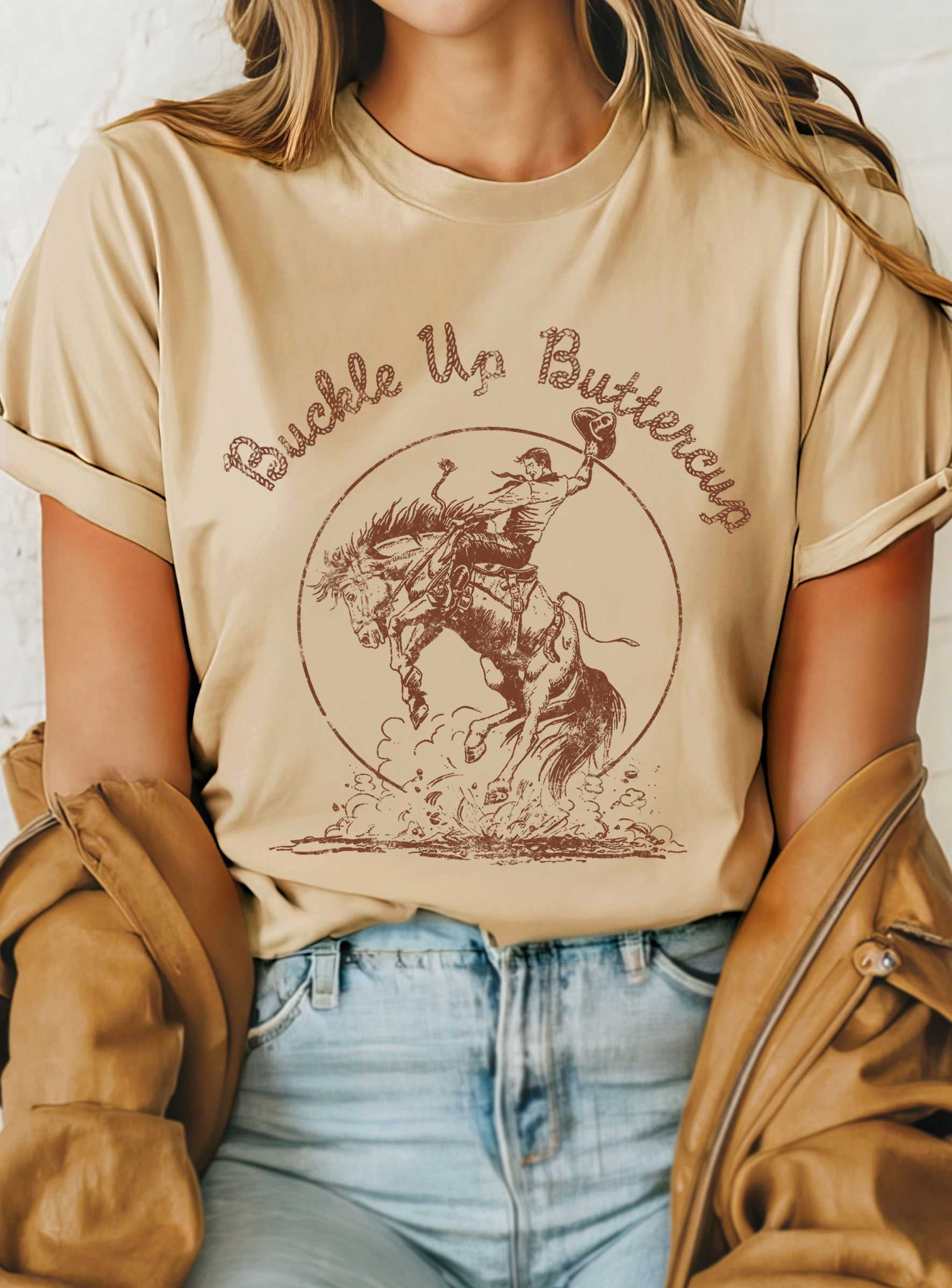 Buckle Up Buttercup Rodeo Cowboy Graphic - Adult & Kids T-Shirts, Sweatshirts & Hoodies apparel design preview 1