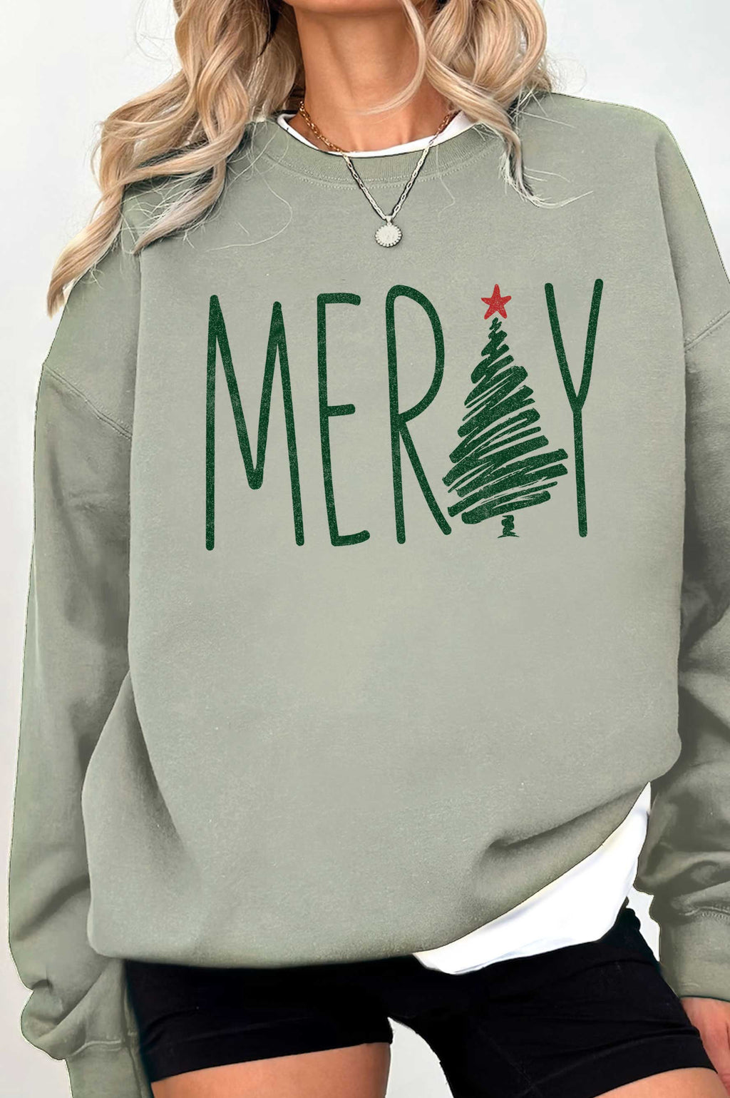 Merry Christmas Tree Graphic Brushed - Adult & Kids T-Shirts, Sweatshirts & Hoodies apparel design preview 1