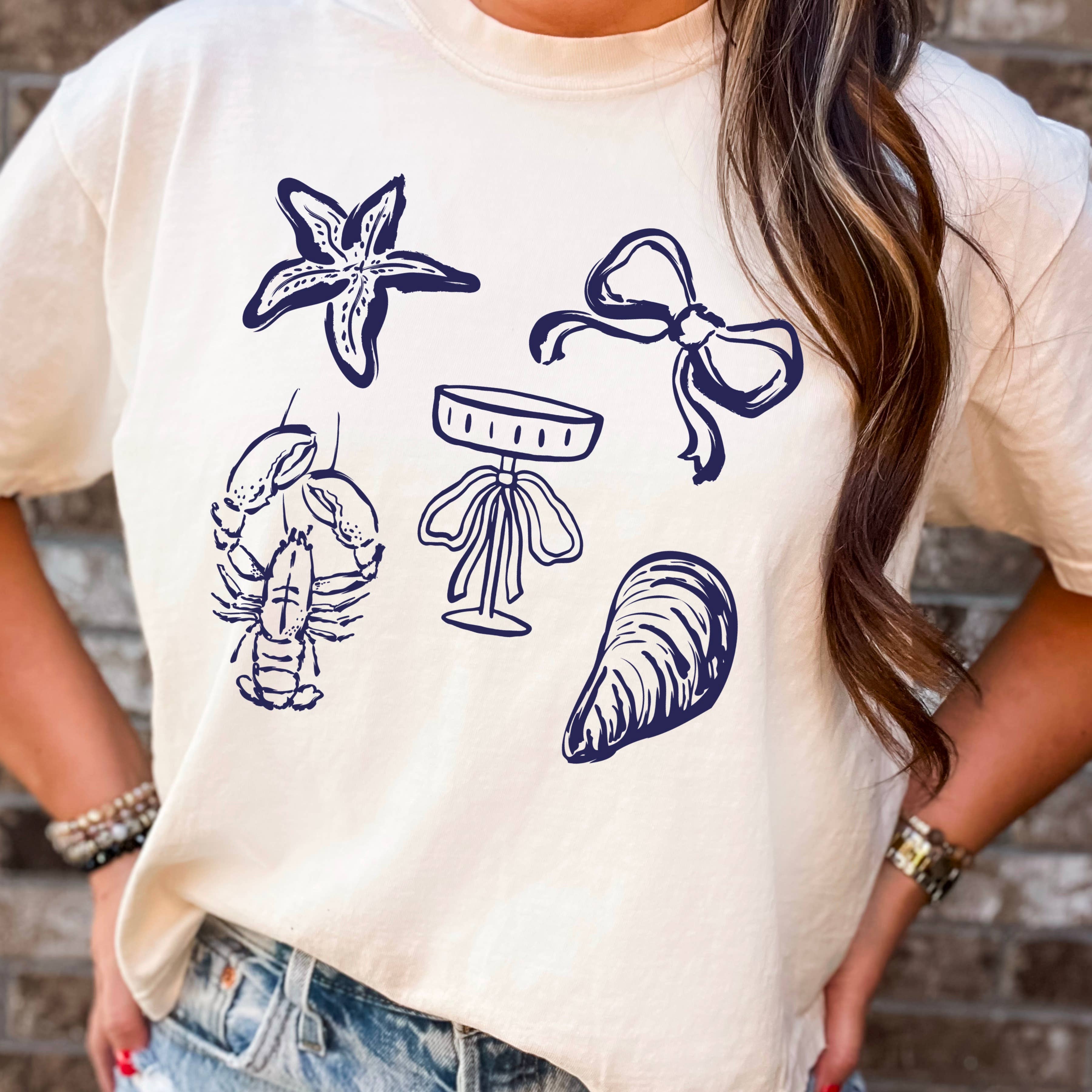 Summer 2025 Coastal Aesthetic Graphic Comfort Color - Adult & Kids T-Shirts, Sweatshirts & Hoodies apparel design preview 1