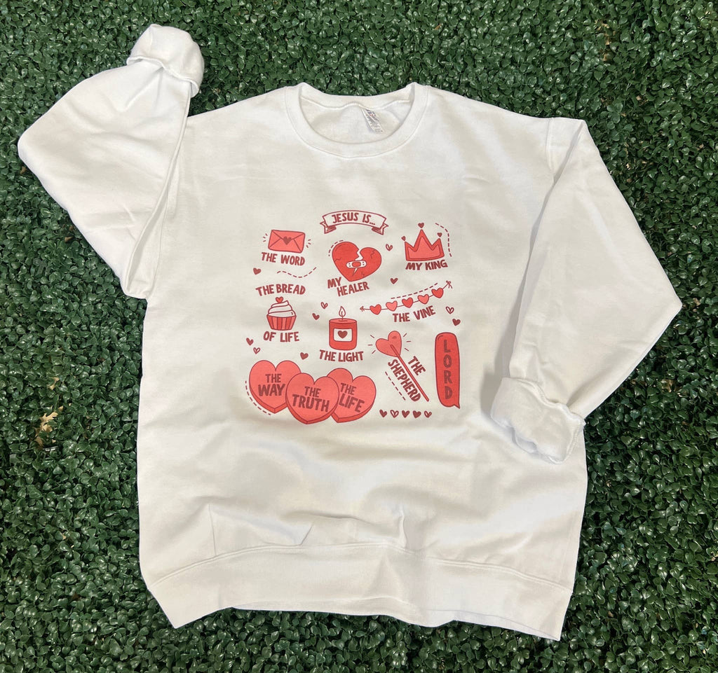 Jesus Is Word Collage On White - Adult & Kids T-Shirts, Sweatshirts & Hoodies apparel design preview 1