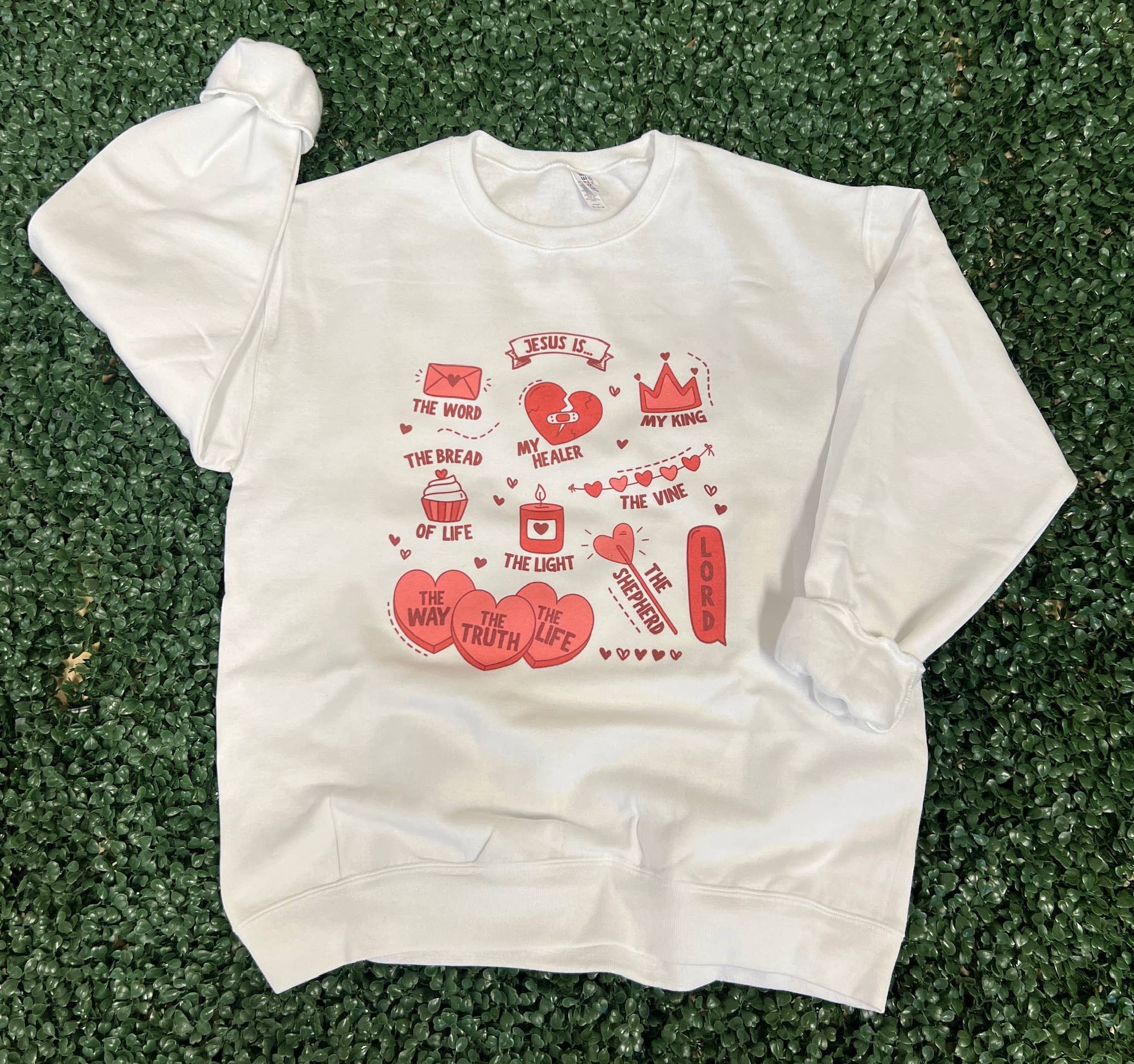 Jesus Is Word Collage On White - Adult & Kids T-Shirts, Sweatshirts & Hoodies apparel design preview 1