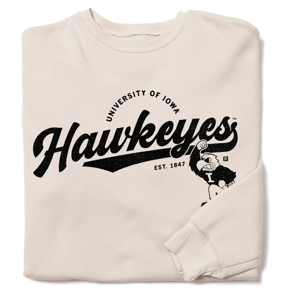 Hawkeyes Script Logo Crew - Adult & Kids T-Shirts, Sweatshirts & Hoodies apparel design preview 1