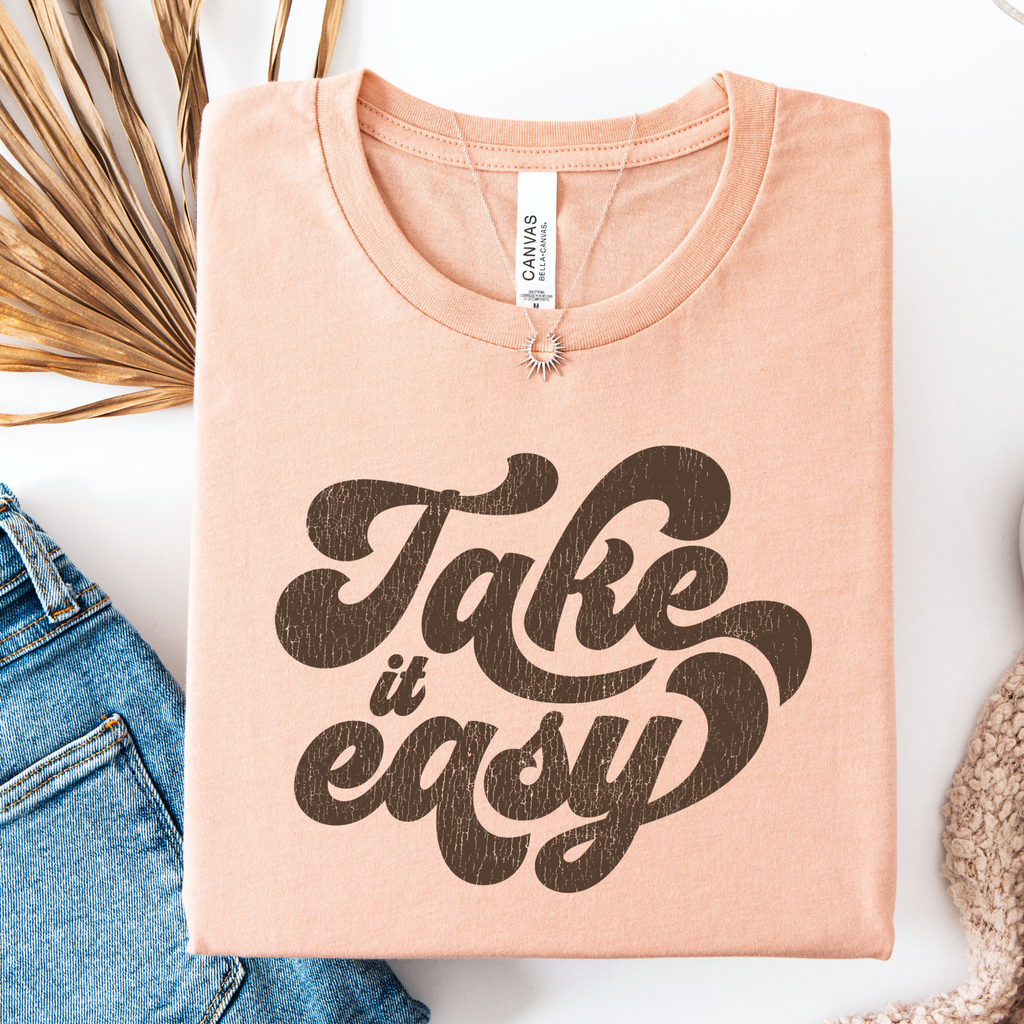 Groovy Retro Take It Easy Graphic - Adult & Kids T-Shirts, Sweatshirts & Hoodies apparel design preview 1