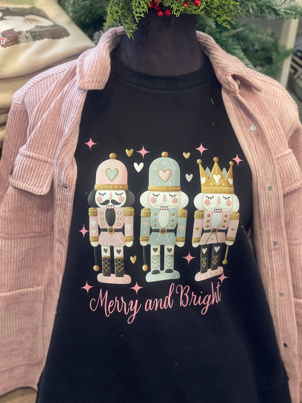 Merry Bright Nutcracker Crewneck - Adult & Kids T-Shirts, Sweatshirts & Hoodies apparel design preview 1