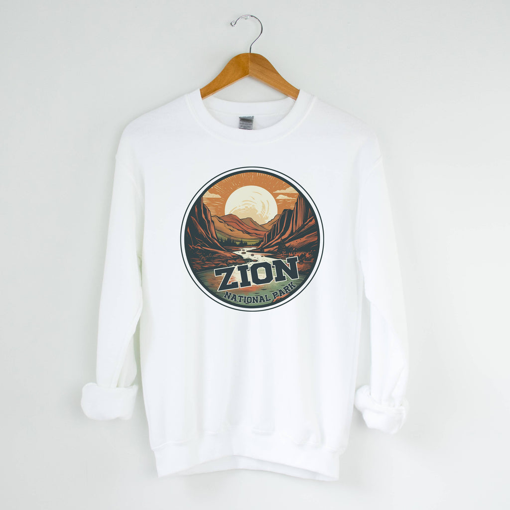 Zion White Crewneck National Park Sizes S-2XL - Adult & Kids T-Shirts, Sweatshirts & Hoodies apparel design preview 1