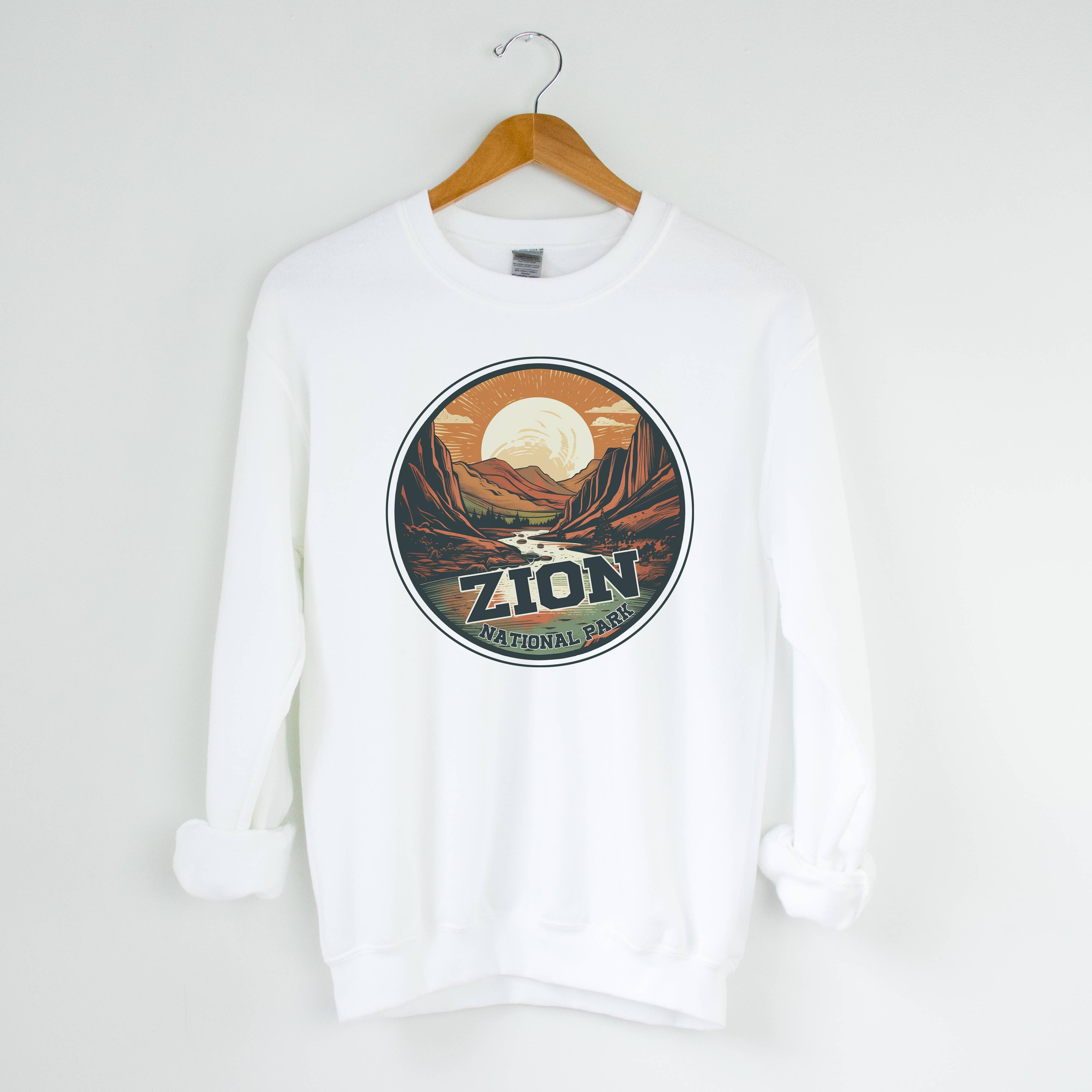 Zion White Crewneck National Park Sizes S-2XL - Adult & Kids T-Shirts, Sweatshirts & Hoodies apparel design preview 1