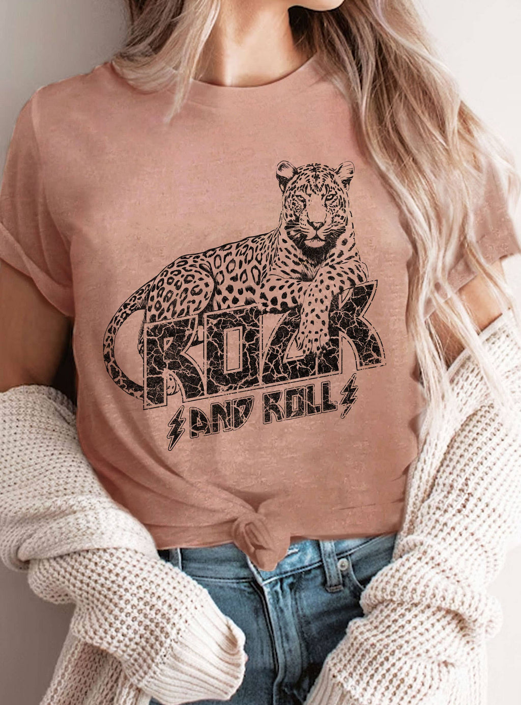 Leopard Rock and Roll Puff Graphic - Adult & Kids T-Shirts, Sweatshirts & Hoodies apparel design preview 1