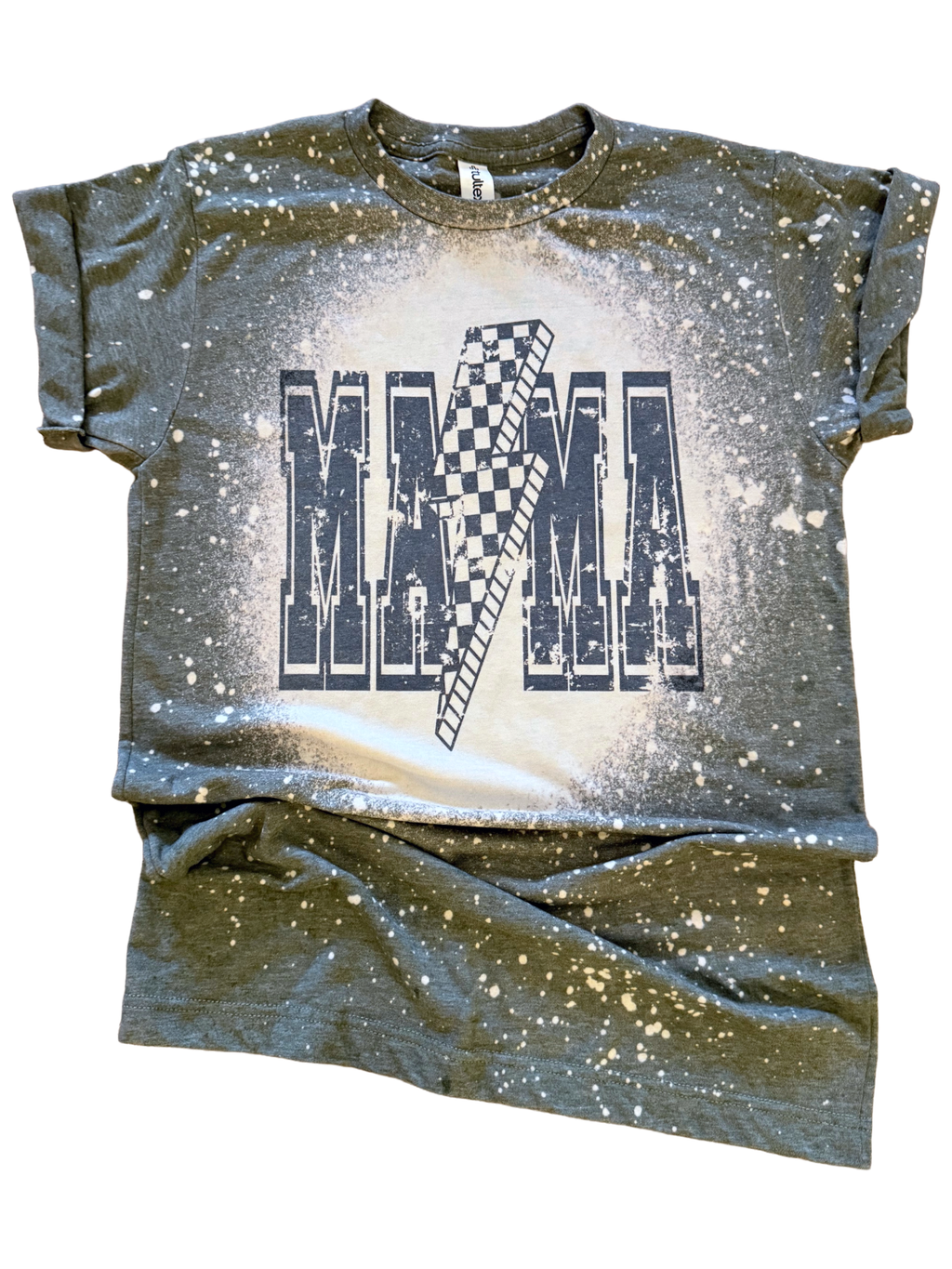 Checkered Bolt Mama Rocker Bleached - Adult & Kids T-Shirts, Sweatshirts & Hoodies apparel design preview 1