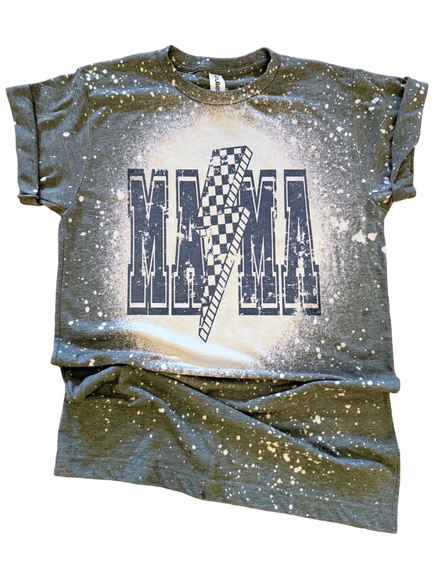 Checkered Bolt Mama Rocker Bleached - Adult & Kids T-Shirts, Sweatshirts & Hoodies apparel design preview 1