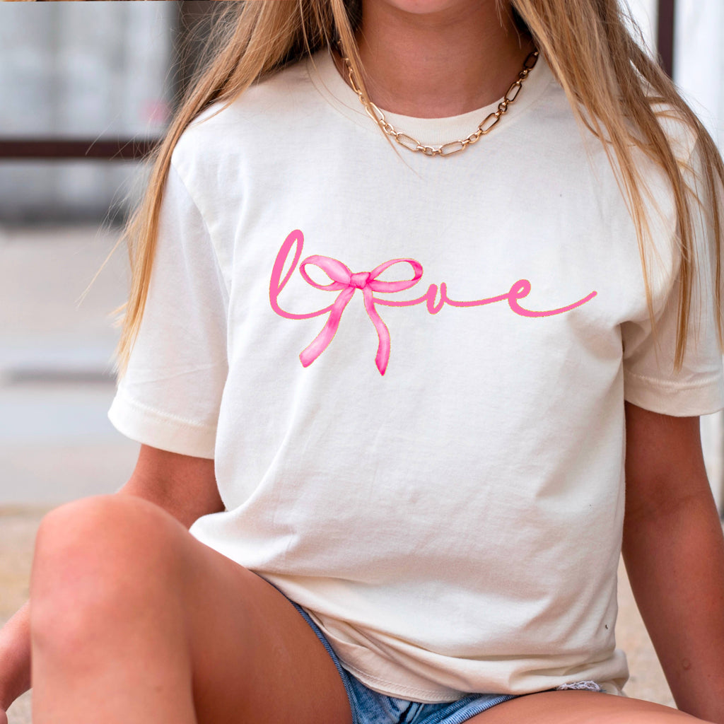Love Coquette Bow Valentine Graphic Gildan - Adult & Kids T-Shirts, Sweatshirts & Hoodies apparel design preview 1