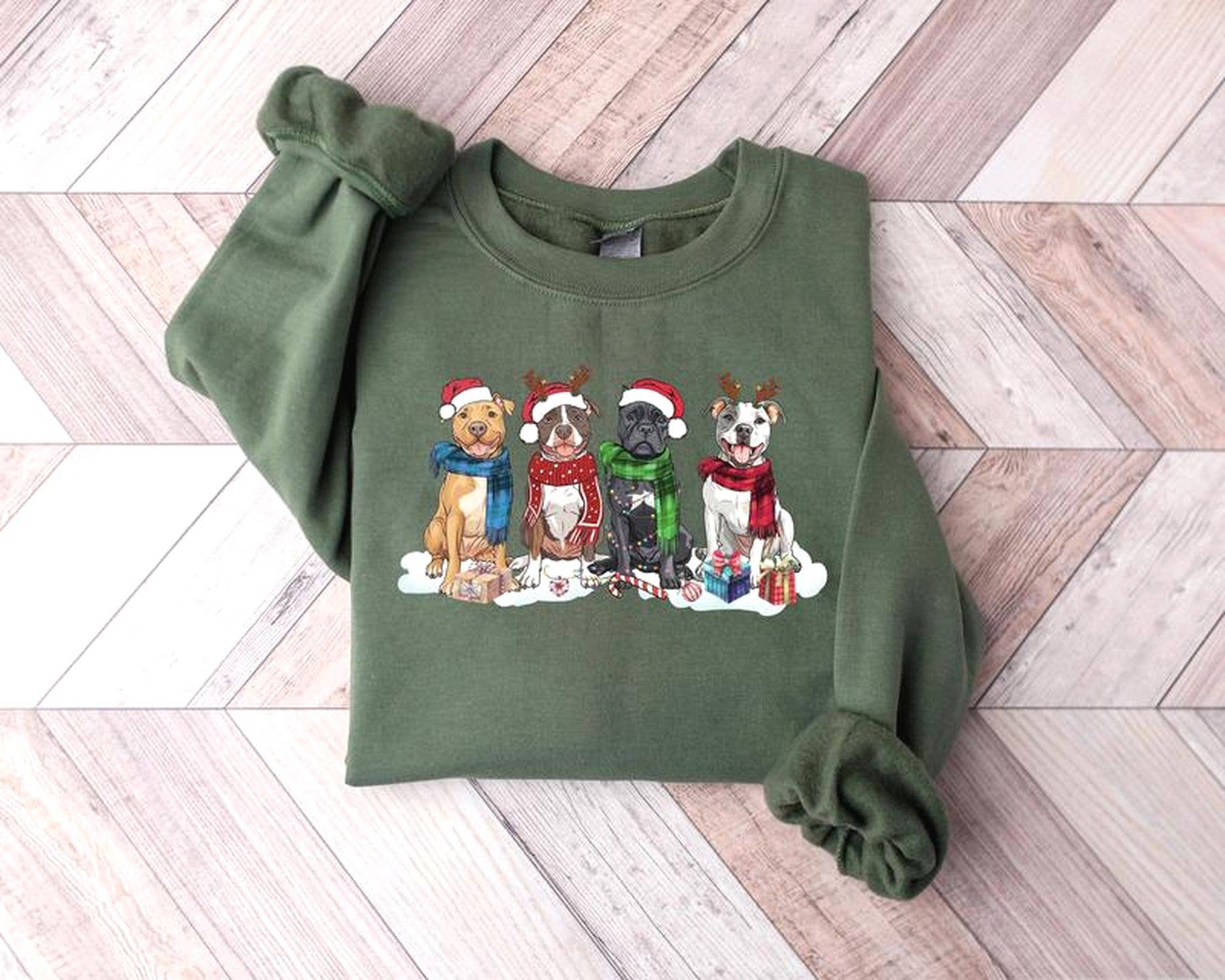 Pitbull Christmas Perfect Gift For Dog Owners - Adult & Kids T-Shirts, Sweatshirts & Hoodies apparel design preview 1