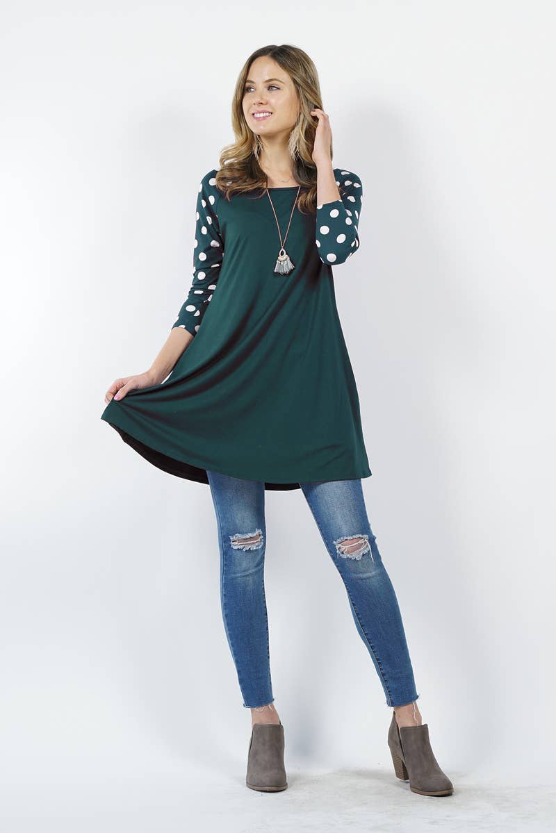 0222 Polka Dots Raglan Sleeve Pocket Tunic SI-11391 - Adult & Kids T-Shirts, Sweatshirts & Hoodies apparel design preview 1