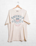 4th of July USA American Shield Off White Thrifted - Adult & Kids T-Shirts, Sweatshirts & Hoodies apparel design preview 1