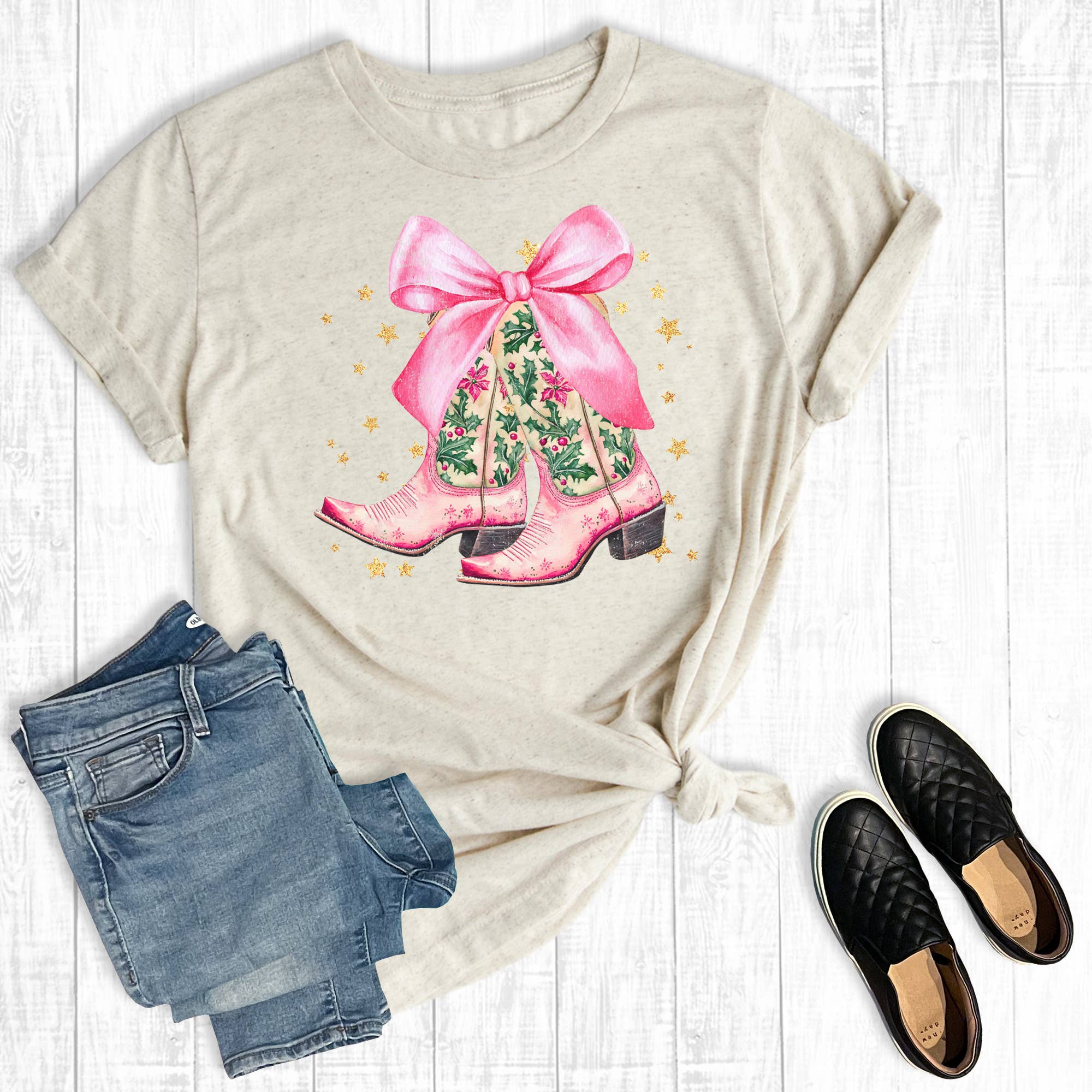 Western Christmas Boots Graphic - Adult & Kids T-Shirts, Sweatshirts & Hoodies apparel design preview 1