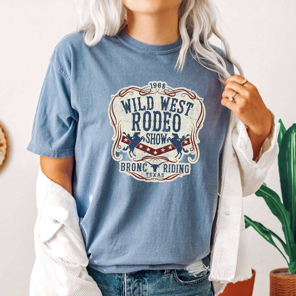 Wild West Rodeo Show, Broncoriding, Cowboy, Cowgirl, - Adult & Kids T-Shirts, Sweatshirts & Hoodies apparel design preview 1