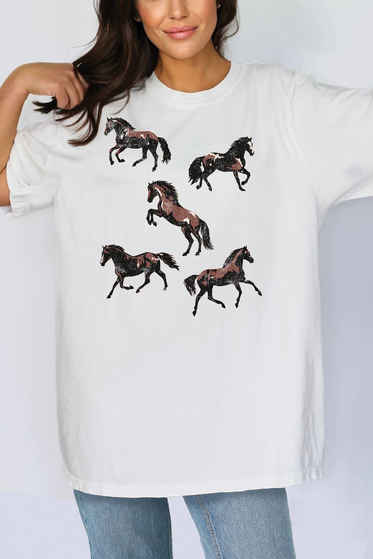 Women Horse Graphic Print Loose Fit Oversize Top - Adult & Kids T-Shirts, Sweatshirts & Hoodies apparel design preview 1