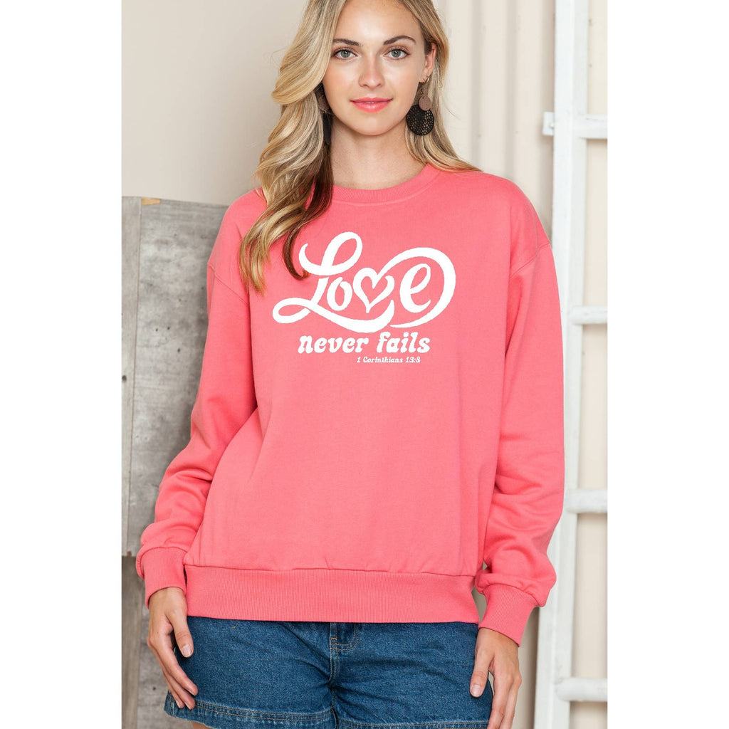 Love Never Fails Crewneck Sweater - Adult & Kids T-Shirts, Sweatshirts & Hoodies apparel design preview 1