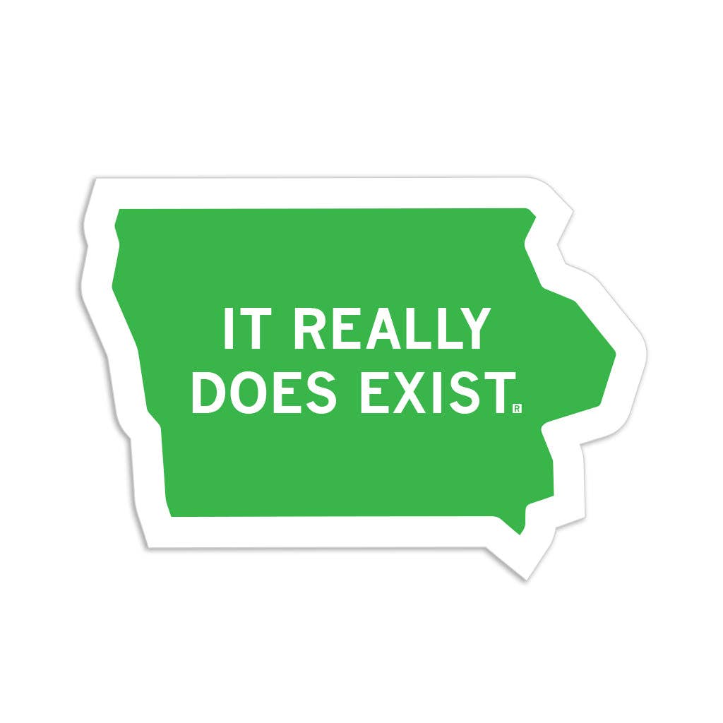 Iowa Does Exist Die-Cut Sticker - Adult & Kids T-Shirts, Sweatshirts & Hoodies apparel design preview 1