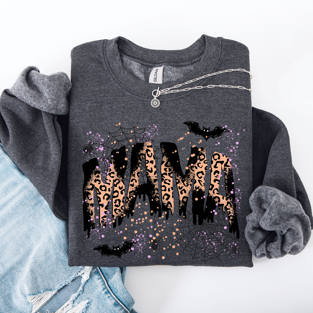 Halloween Mama Mom Leopard Spooky Season Boo - Adult & Kids T-Shirts, Sweatshirts & Hoodies apparel design preview 1