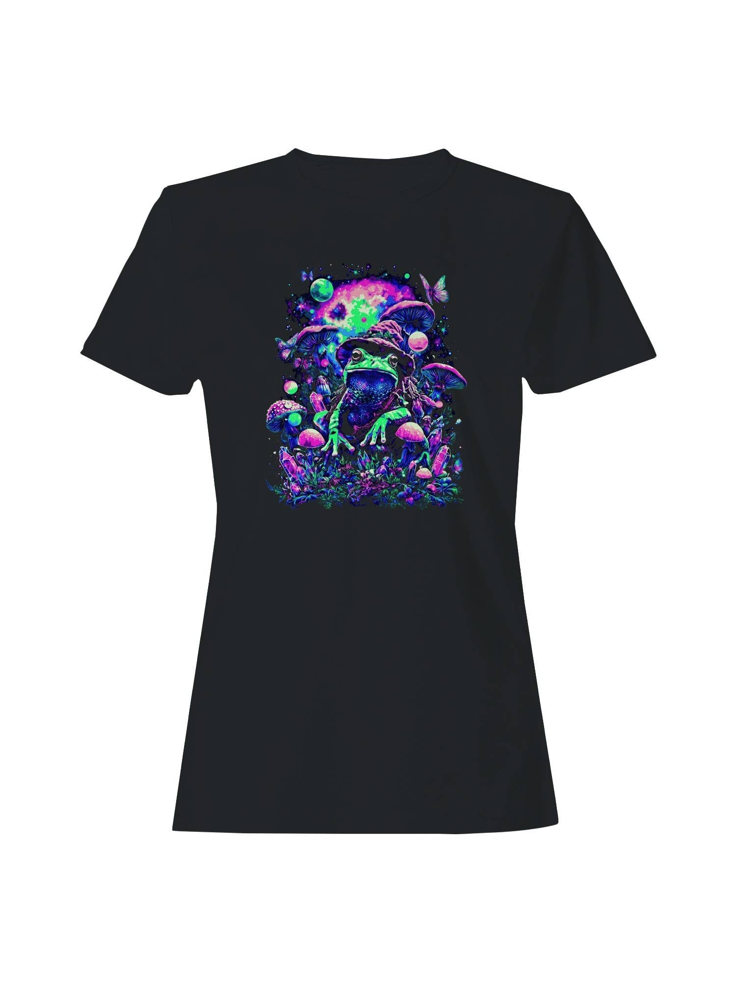 Cosmic Frog and Psychedelic Mushrooms Women's - Adult & Kids T-Shirts, Sweatshirts & Hoodies apparel design preview 1